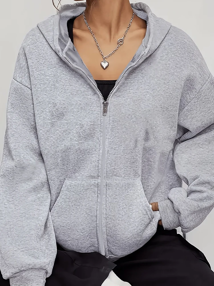 Winter Clothing H&M - Kadın Ceket Eşofman Günlük Fermuarlı Kapüşonlu