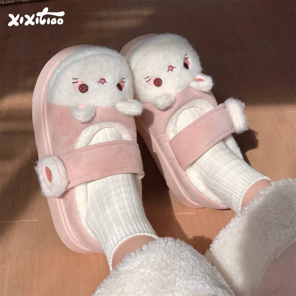 Winter Clothing Material - Kışlık Ev Terlikleri Yumuşak Sevimli Kedi