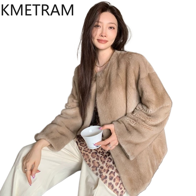 Winter Clothing Label - KMETRAM Gerçek Bütün Vizon Kürk Ceket