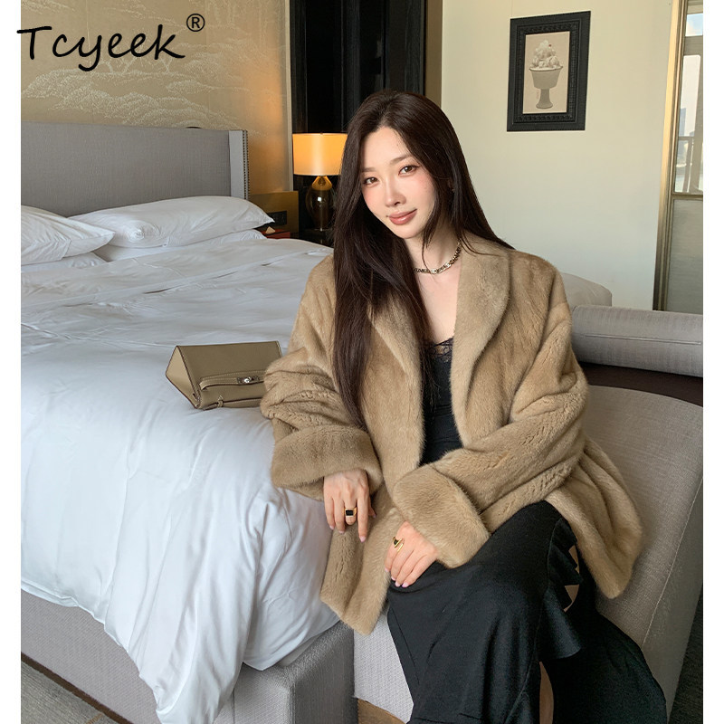 Winter Clothing Label - Tcyeek Doğal Vizon Kürk Ceket Kadın