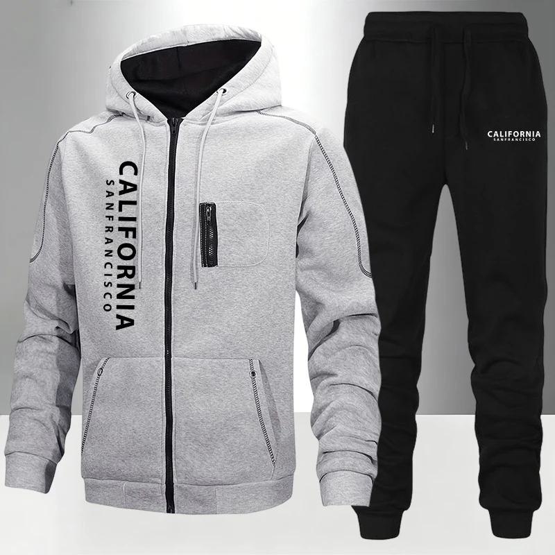 Winter Clothing Material - Erkek Eşofman Günlük Kapüşonlu Fermuarlı Sweatshirt