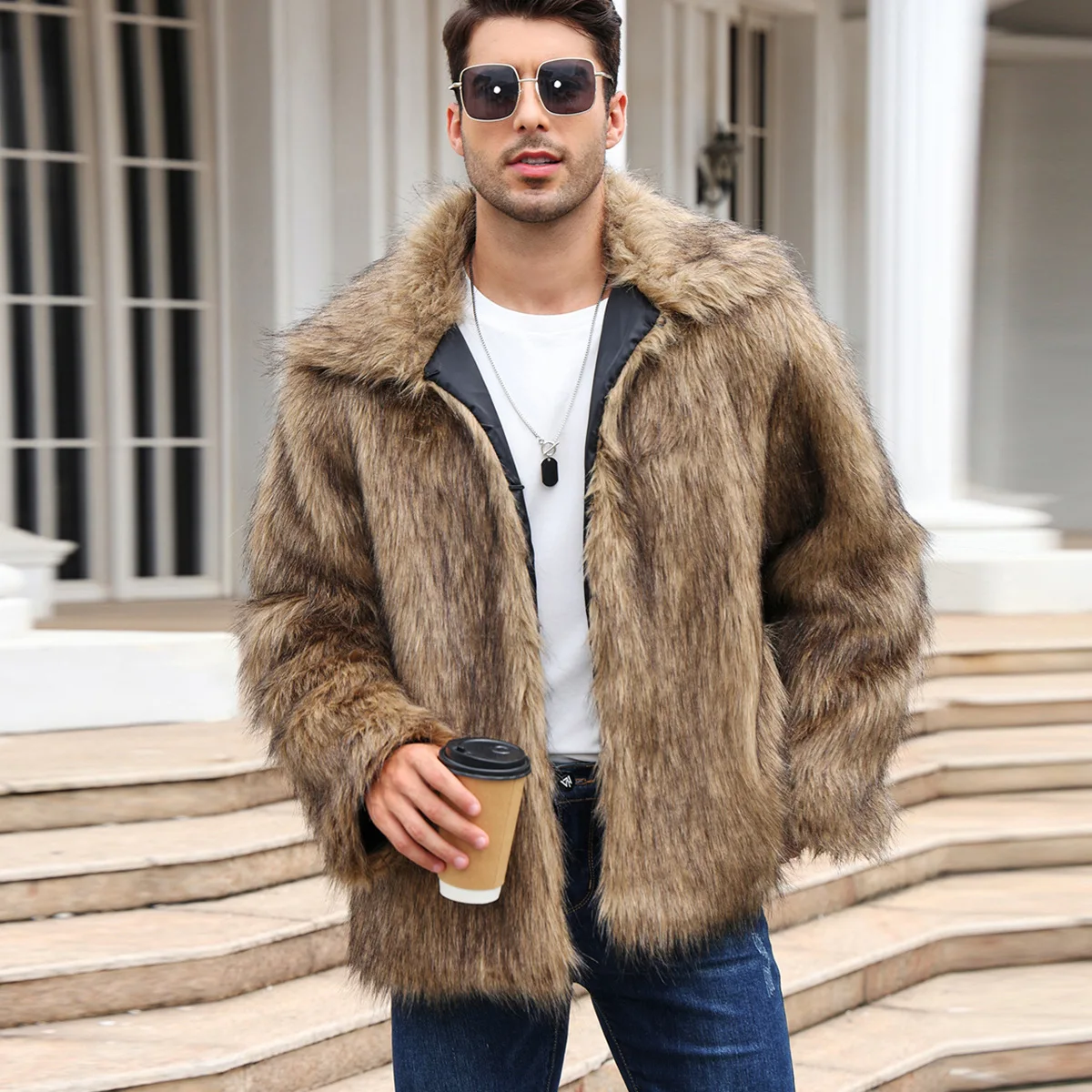 Erkekler Sahte Tilki Kürk Ceke - Winter Clothing Cute incelemesi ve fiyatı